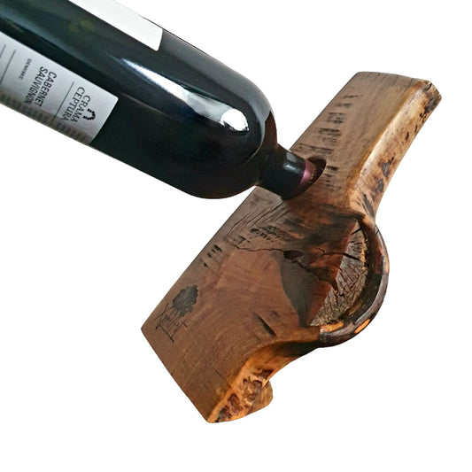 Suport rustic din lemn de nuc pentru sticla de vin