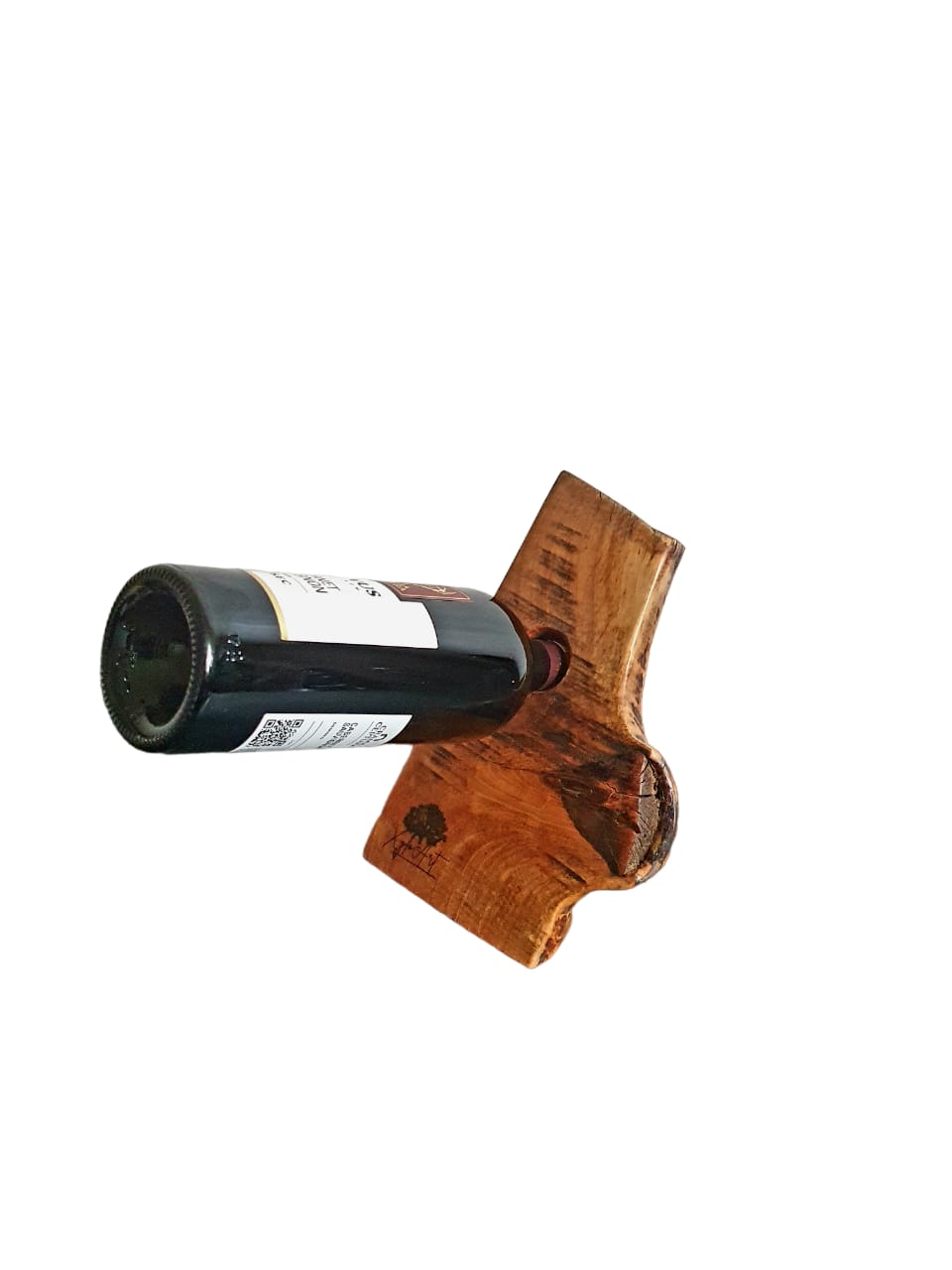Suport rustic din lemn de nuc pentru sticla de vin