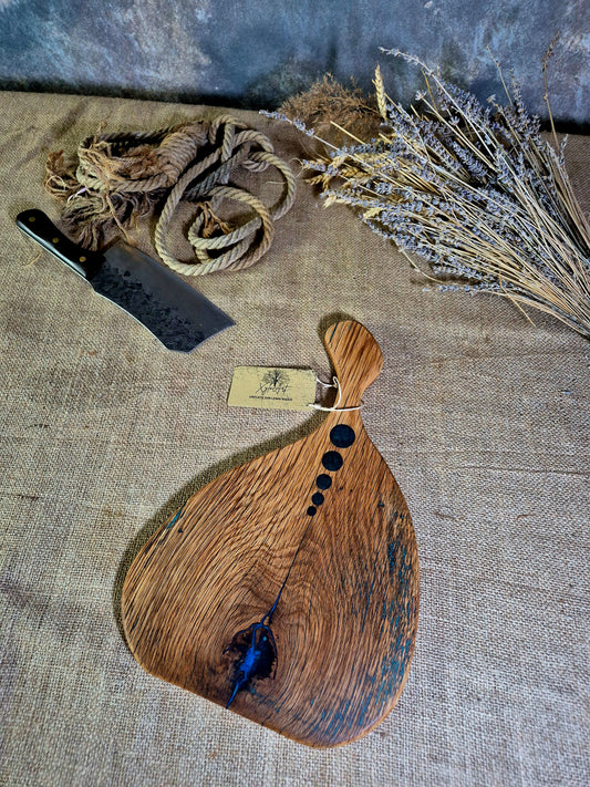 Platou pentru servit din lemn de stejar și rășină epoxidică